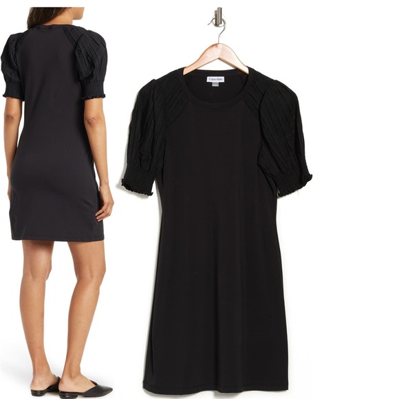 Calvin Klein Mix Media Cotton Knit Body Dress - Picture 2 of 4